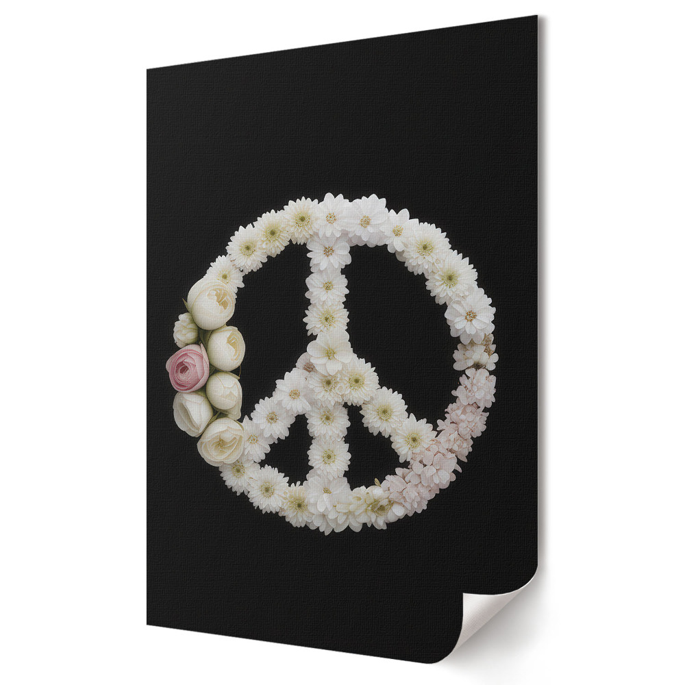 Poster decorativ Simbol floral al păcii pe negru