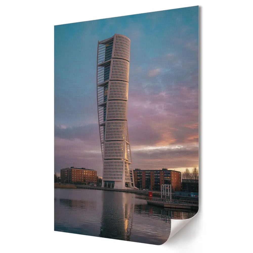 Poster decorativ cu arhitectură modernă lângă apă