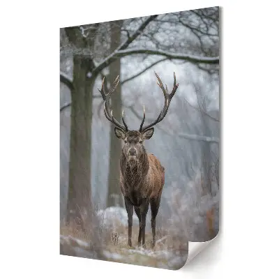 Tablou canvas cu cerb în pădure de iarnă
