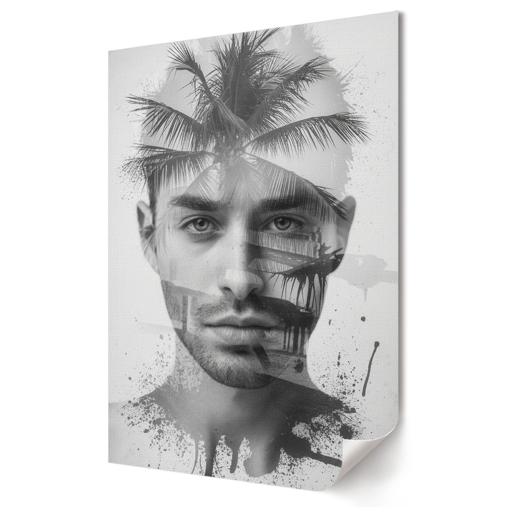 Poster decorativ Un portret misterios cu palmieri în fundal