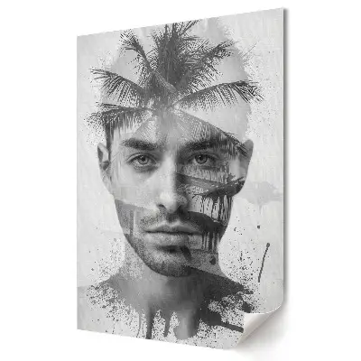 Poster decorativ cu portret misterios și palmieri în fundal