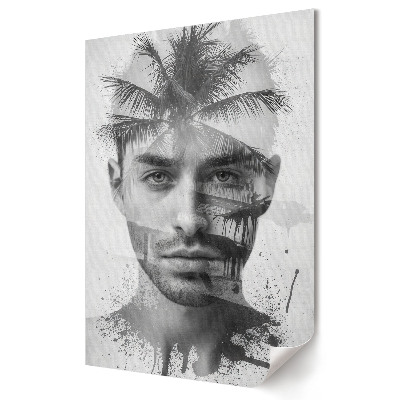 Poster decorativ Un portret misterios cu palmieri în fundal