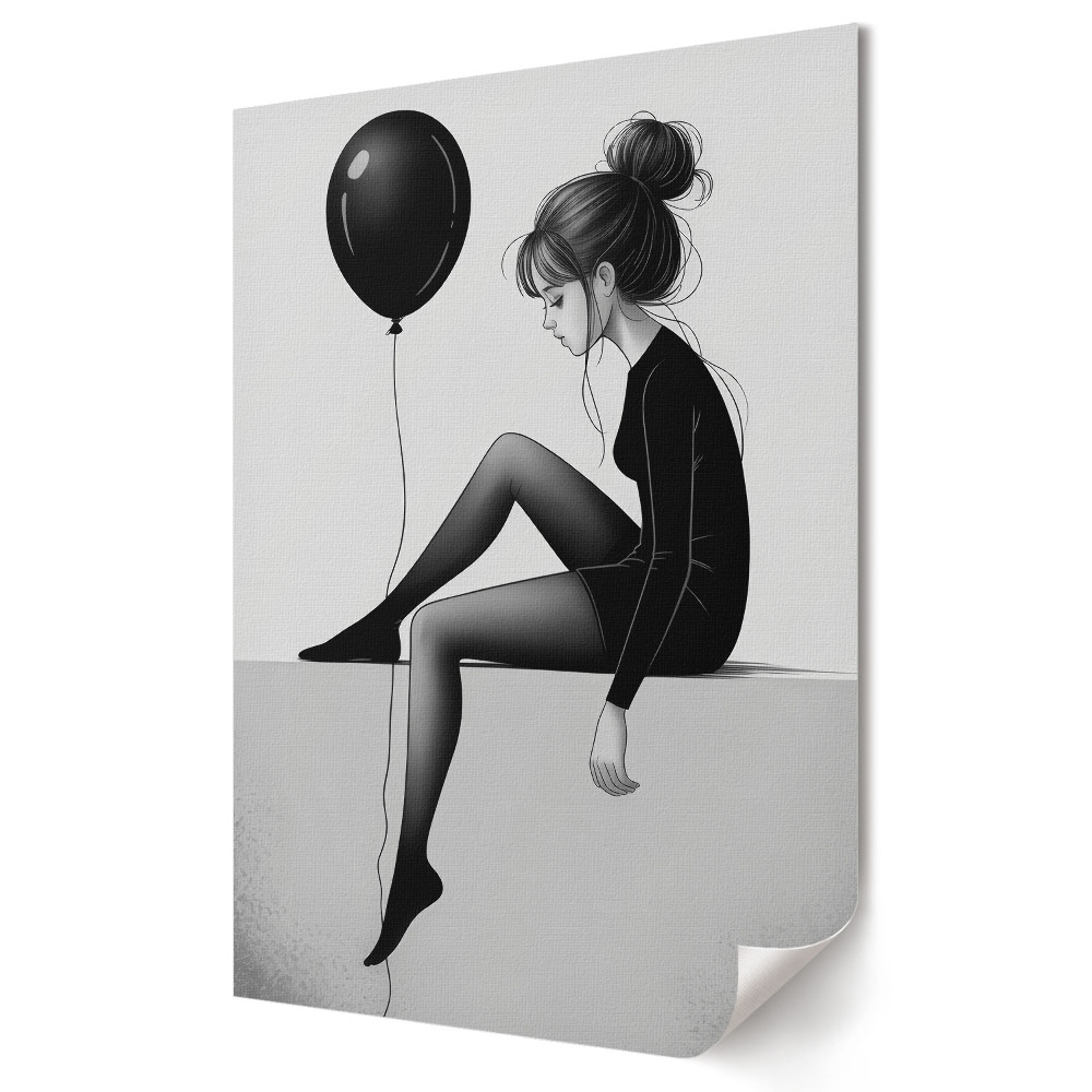 Poster de perete Singurătate cu un balon negru