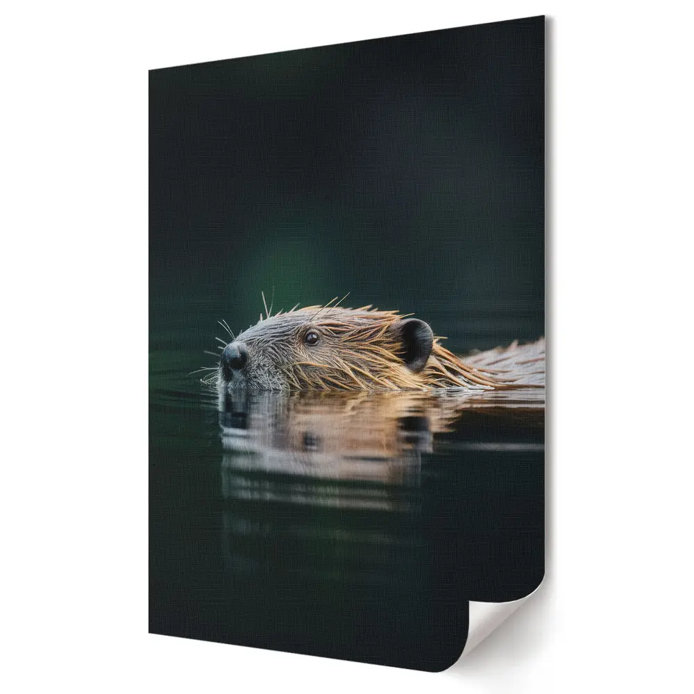 Tablou canvas cu castor înotând în ape liniștite