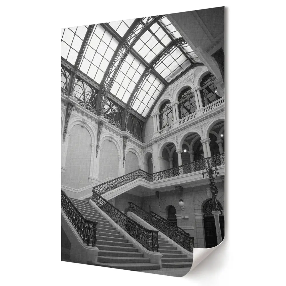 Tablou canvas cu grafică murală Eleganța arhitecturii în alb și negru