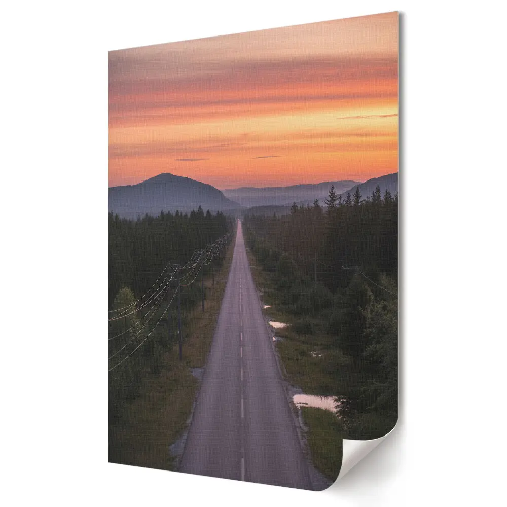 Tablou canvas Drumul în soarele apus