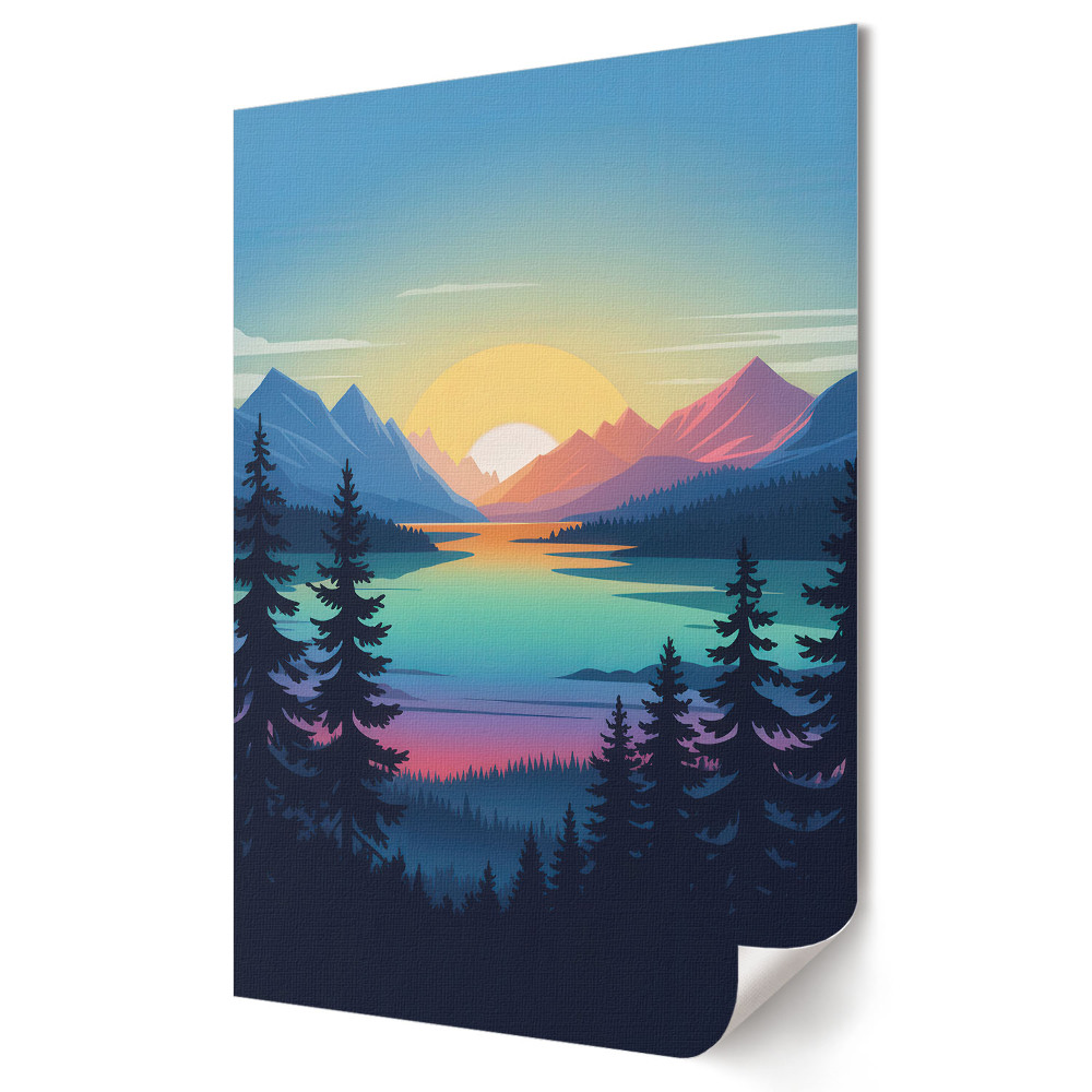 Poster de perete Apus de soare magic peste lac