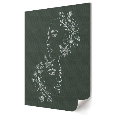 Poster decorativ Portrete florale pe fundal verde
