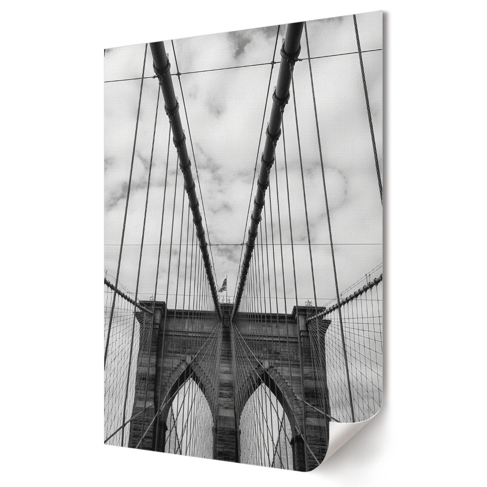 Grafică murală pe pânză Podul Brooklyn în perspectivă monocromă