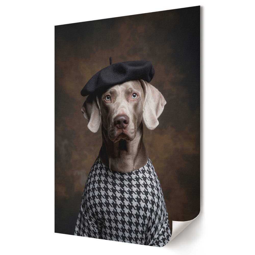Poster de perete Un câine elegant într-o beretă și un pulover