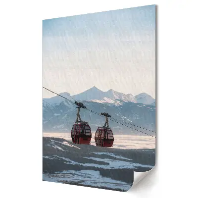 Tablou canvas cu peisaj de iarnă cu gondolă montană