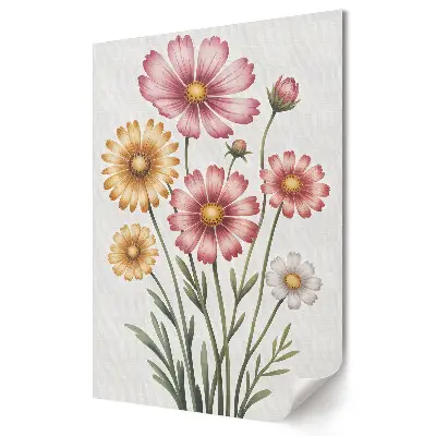 Poster decorativ cu compoziție florală în nuanțe pastelate