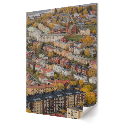Poster de perete O panoramă colorată a peisajului urban în toamnă
