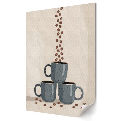 Poster decorativ Cafea în trei cești cu boabe