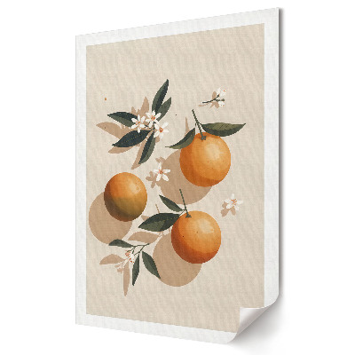 Grafică murală pe pânză Citrice cu accente florale