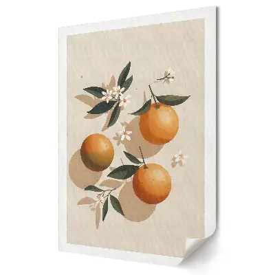 Tablou canvas cu grafică murală cu citrice și flori