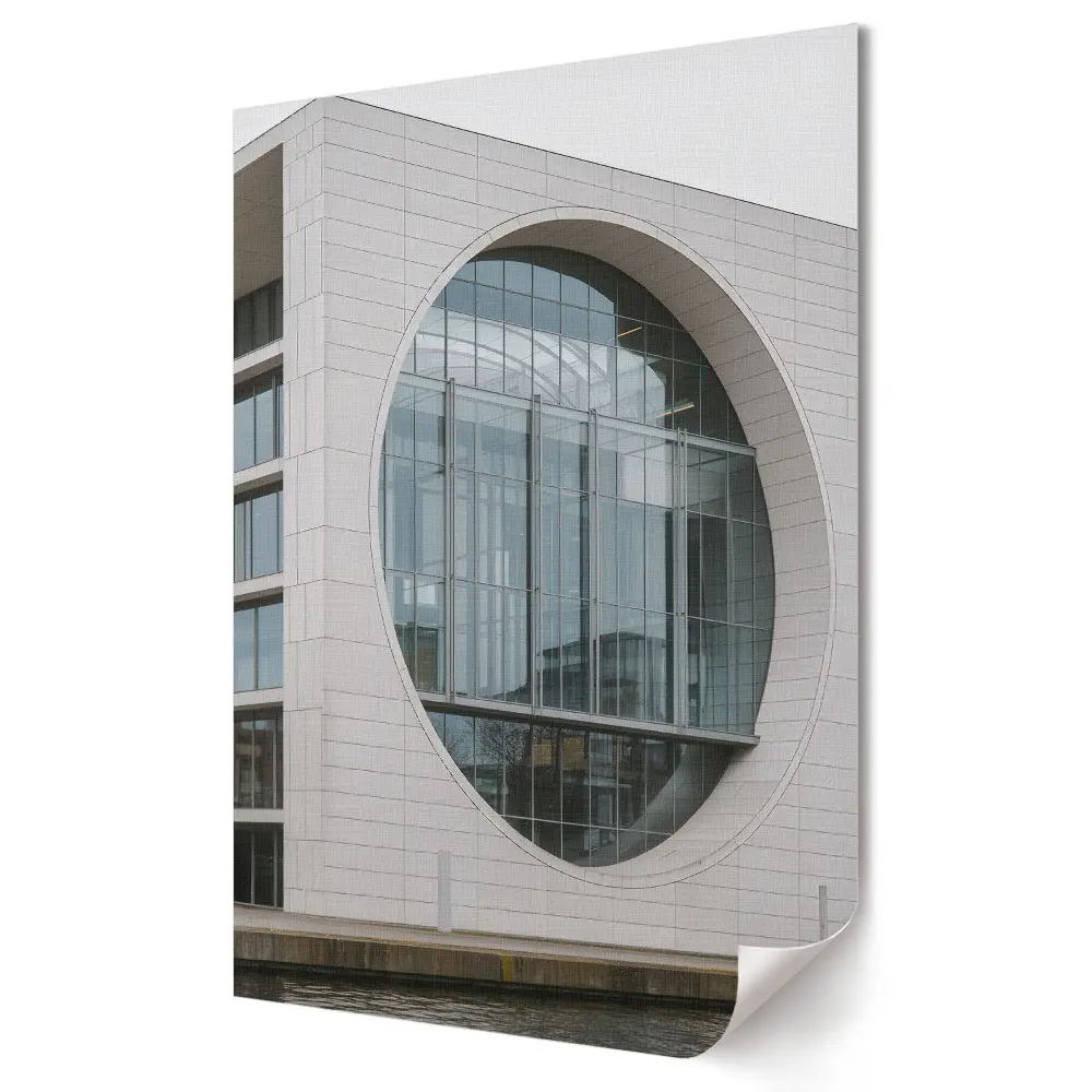 Tablou canvas cu grafică murală reprezentând arhitectură modernă cu detalii circulare