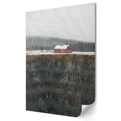 Tablou canvas cu peisaj reprezentând o căsuță singuratică pe o stâncă
