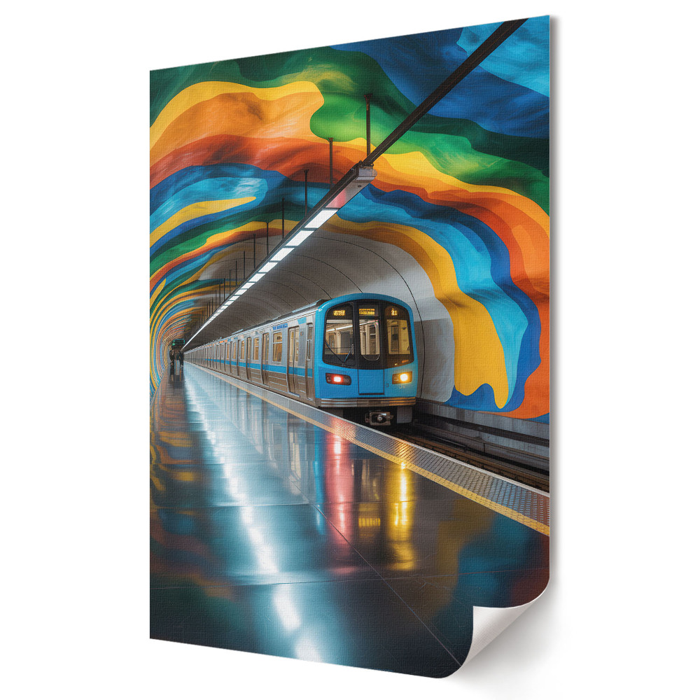 Poster de perete Un tunel de metrou colorat în oraș
