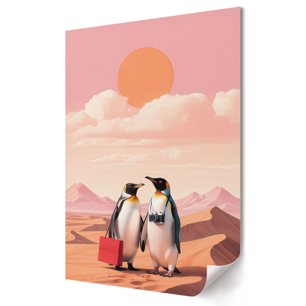 Poster de perete Pinguinii într-o călătorie prin deșert
