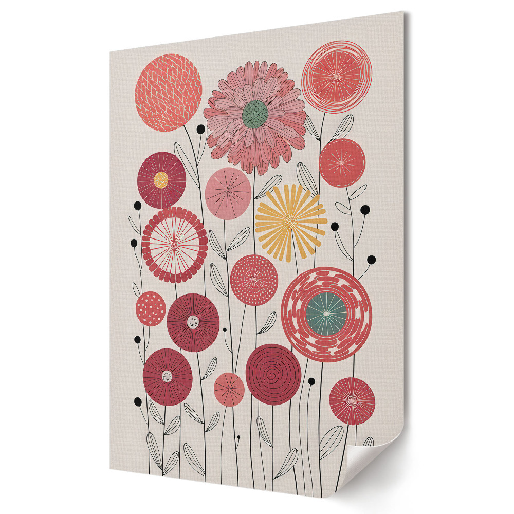Grafică murală pe pânză Model floral în nuanțe pastelate