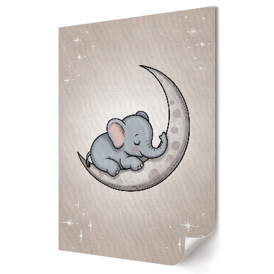 Grafică murală pe pânză Elefant drăguț pe un nor lunar
