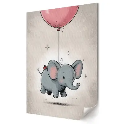 Poster decorativ cu elefant pe balon în nori