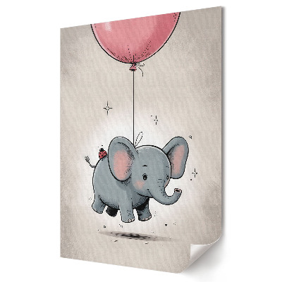 Poster decorativ Un elefant pe un balon în nori