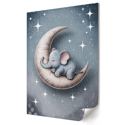 Grafică murală pe pânză Visul cu un elefant drăguț pe Lună