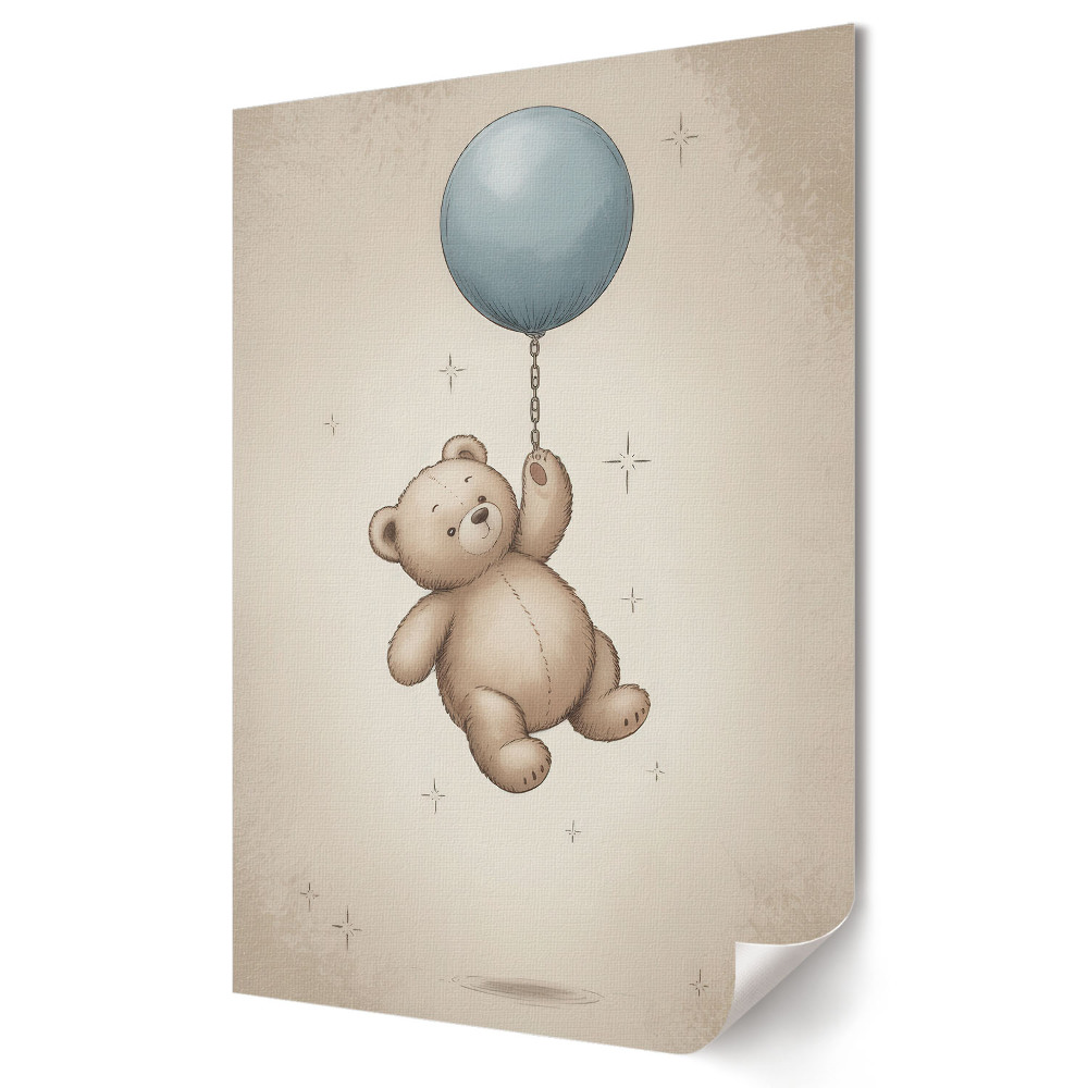 Poster de perete Ursuleț de pluș cu un balon în nori