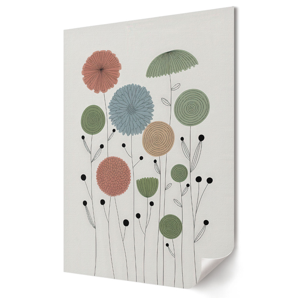 Grafică murală pe pânză Model floral în culori pastelate
