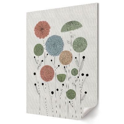Grafică murală pe pânză Model floral în culori pastelate