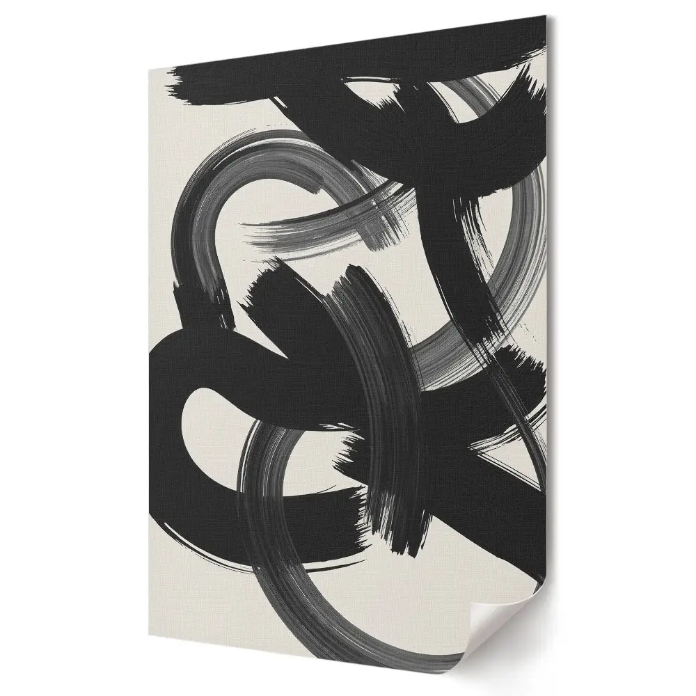 Poster de perete cu tușe abstracte de pensulă negre