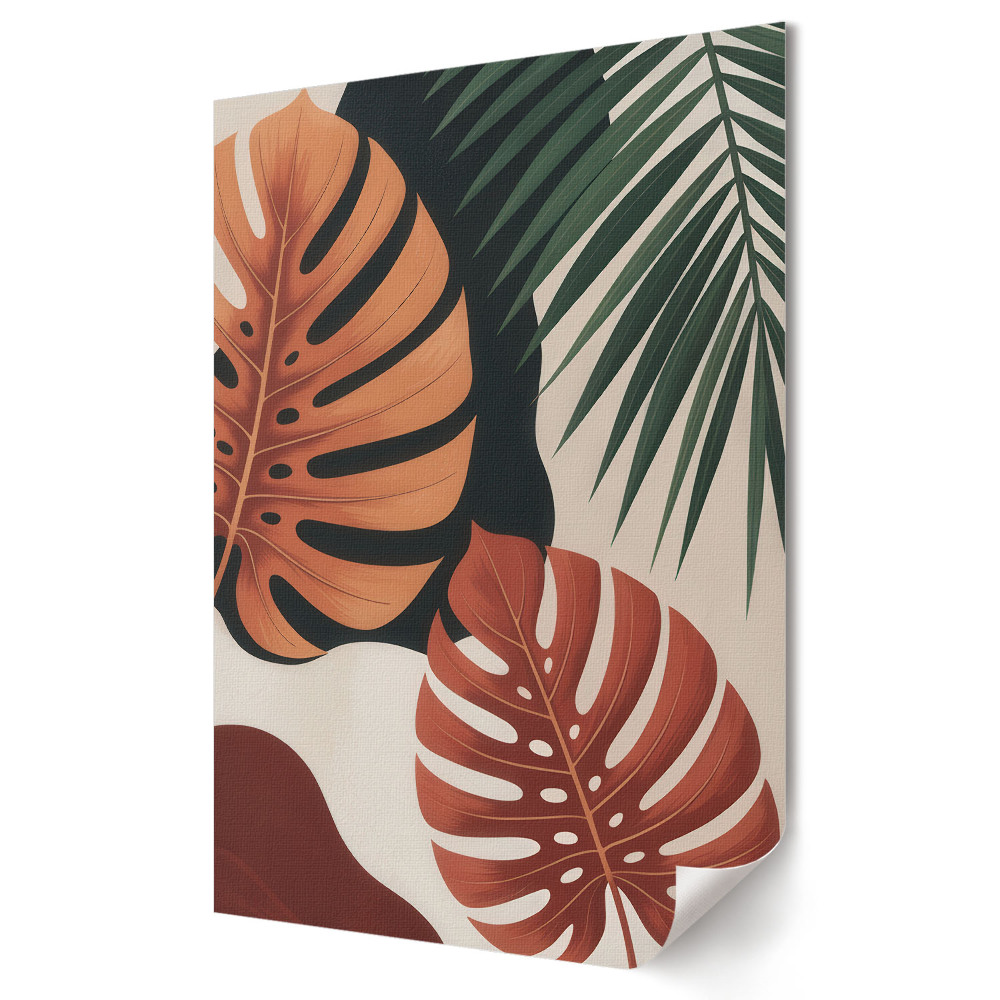 Grafică murală pe pânză Frunze tropicale într-un stil modern