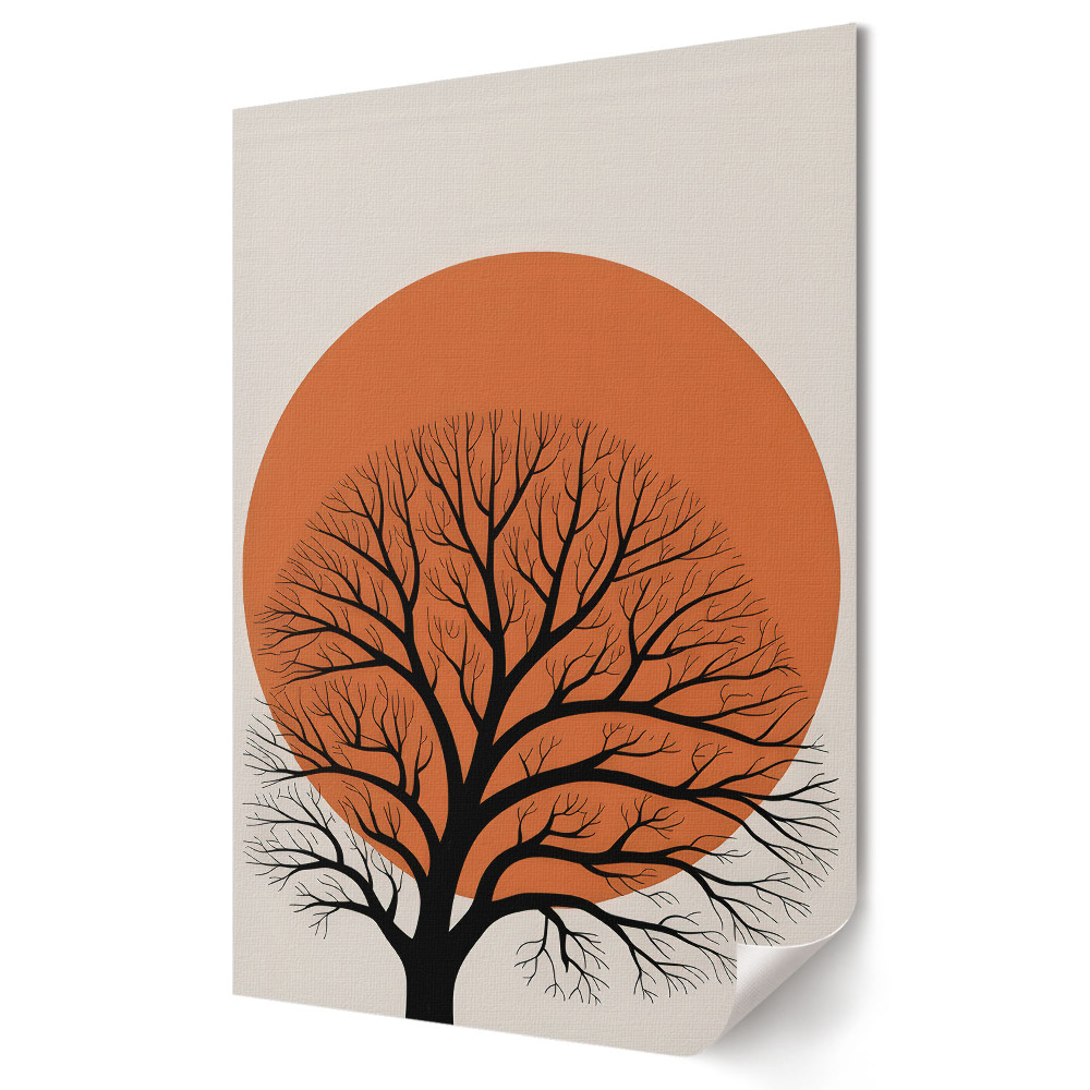Poster decorativ Tufiș negru în soarele portocaliu