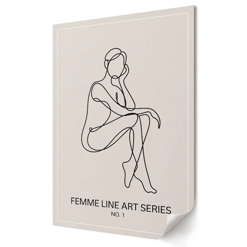 Poster decorativ cu artă minimalistă a liniilor feminine