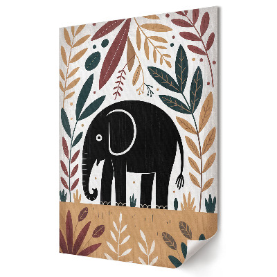 Grafică murală pe pânză Un elefant alb-negru printre vegetație