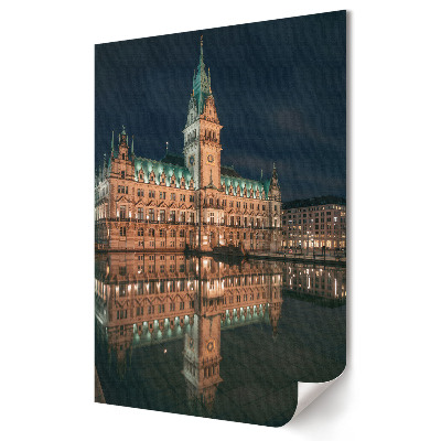 Poster decorativ Strălucirea nocturnă a primăriei din Hamburg