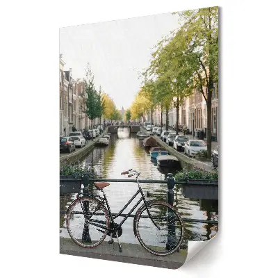 Poster de perete cu canal din Amsterdam și bicicletă