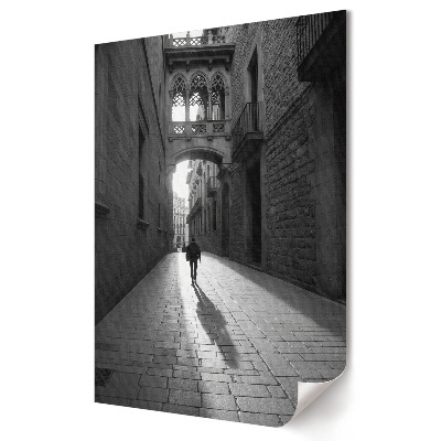 Poster de perete O plimbare solitară pe o stradă albă și neagră