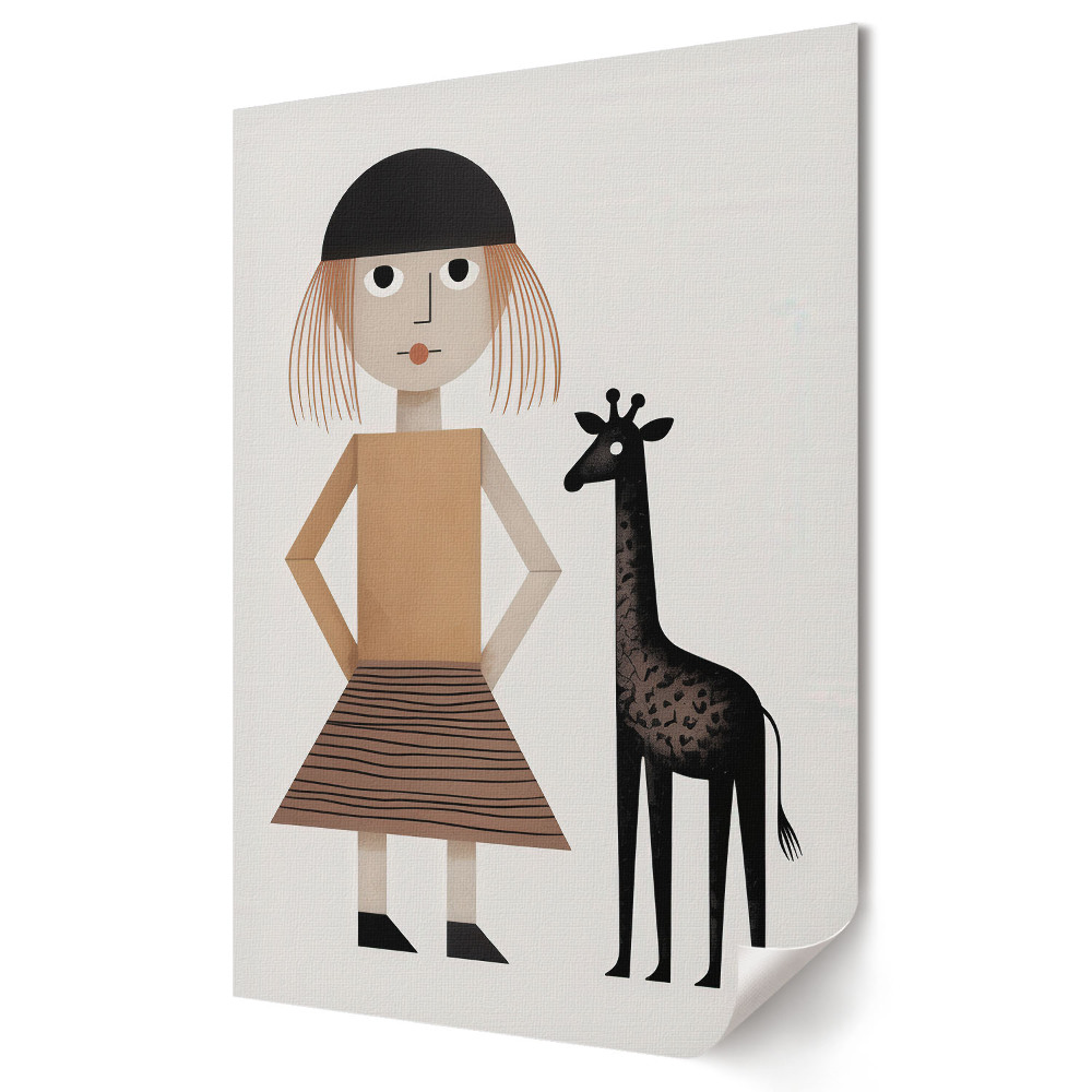 Poster de perete Prietenia din copilărie cu o girafă