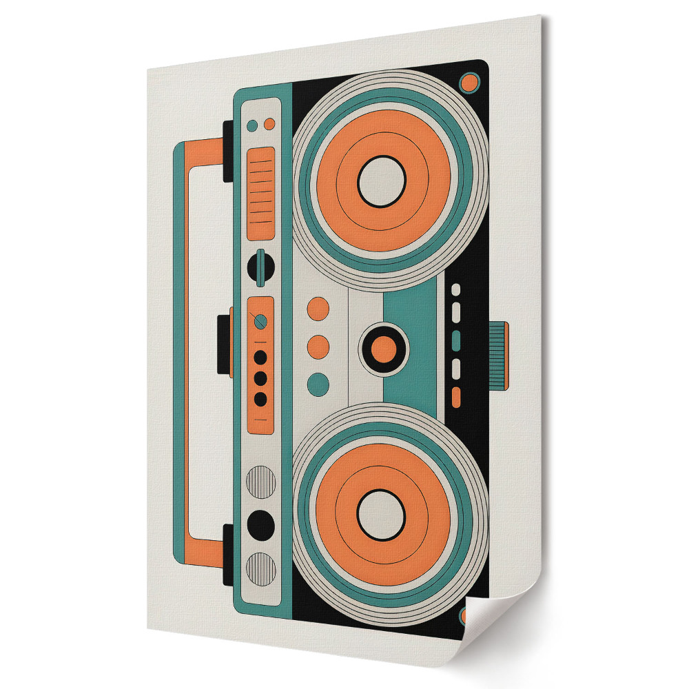 Grafică murală pe pânză Boombox în stil retro al anilor '80.