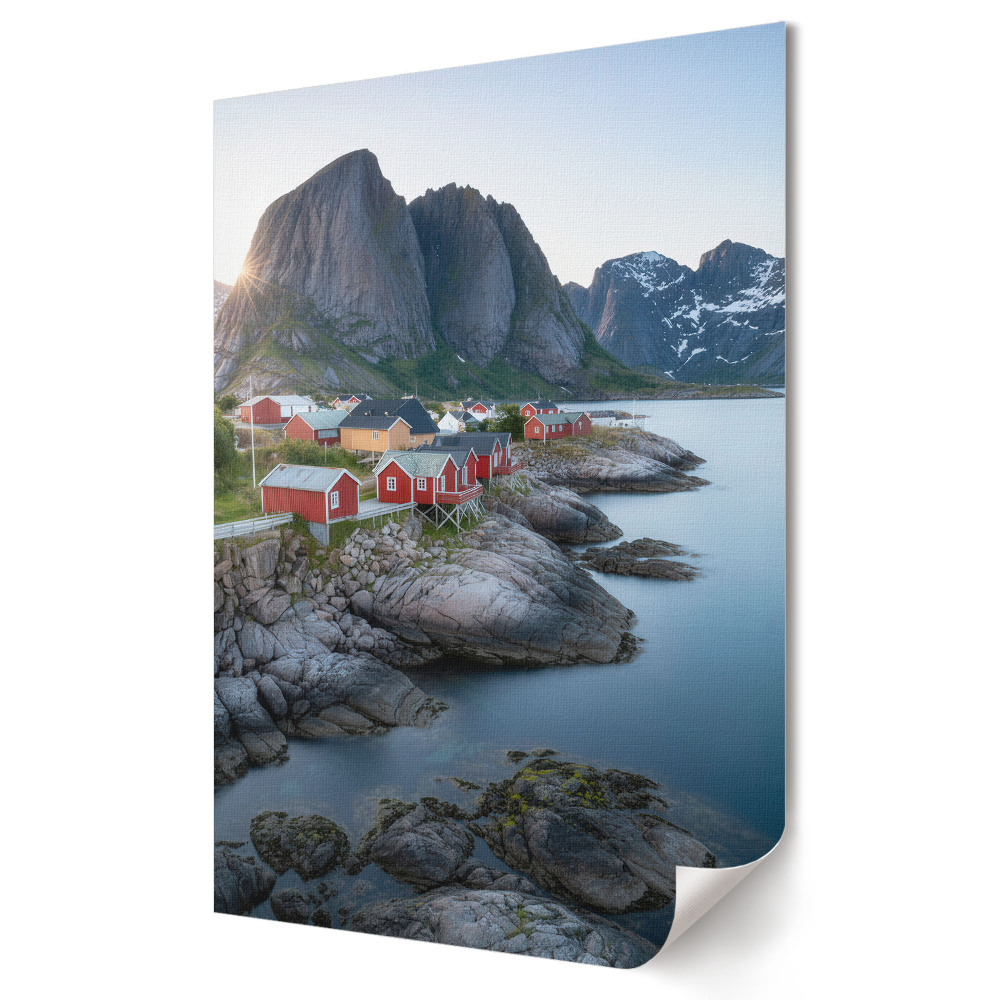 Poster decorativ Căsuțe pitorești pe fiordul norvegian