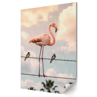 Poster decorativ cu flamingo pe un cer pastelat