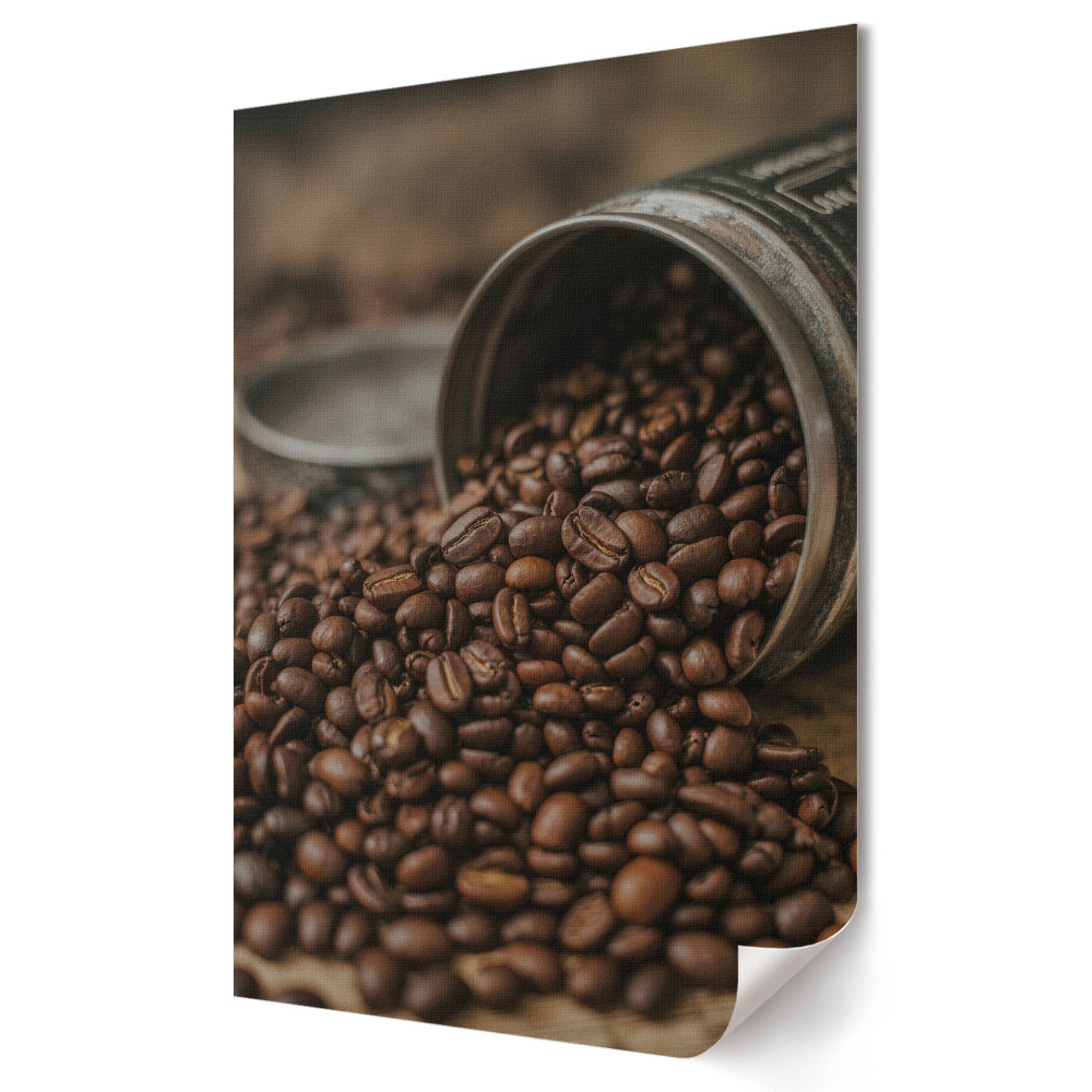 Grafică murală pe pânză Boabe de cafea într-o cutie elegantă