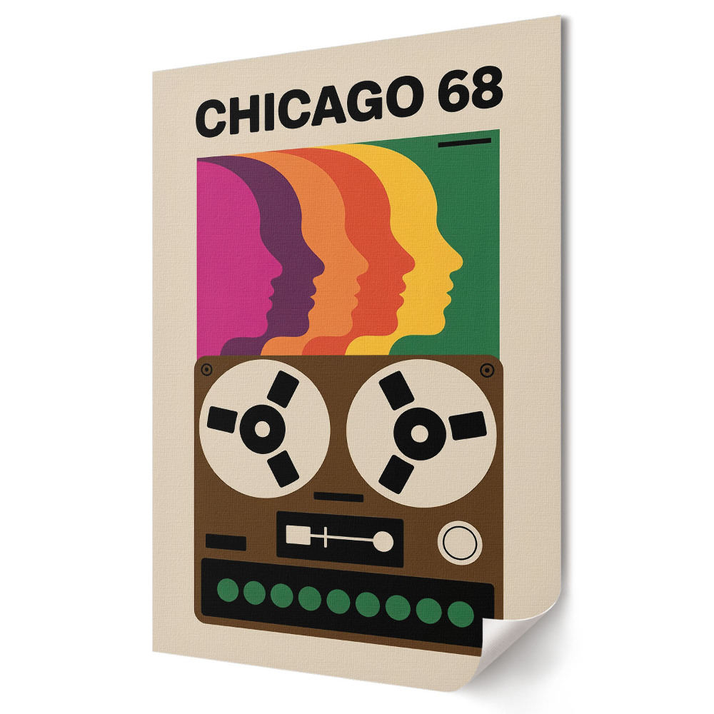 Grafică murală pe pânză Istoria muzicală a orașului Chicago '68