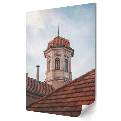 Poster decorativ cu turn istoric deasupra acoperișurilor orașului