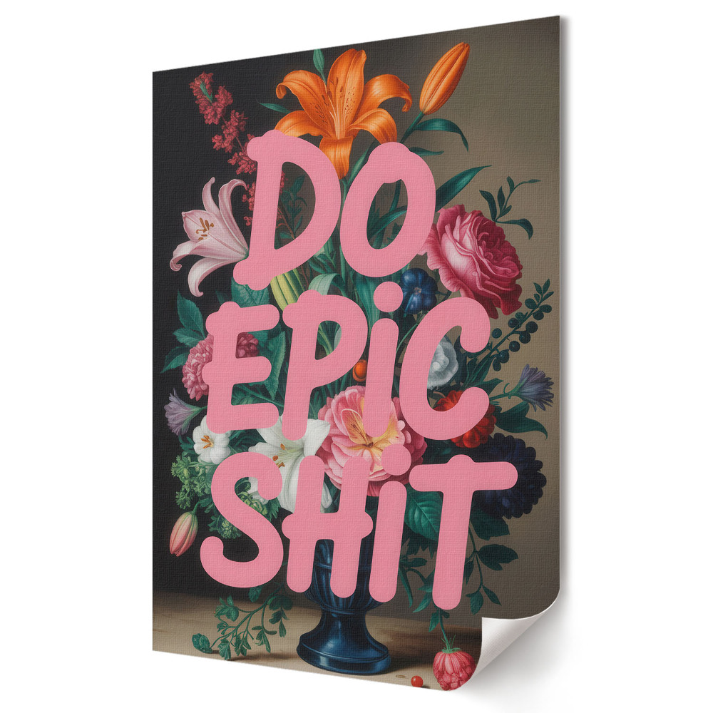 Grafică murală pe pânză Flori și inspirație pentru acțiune