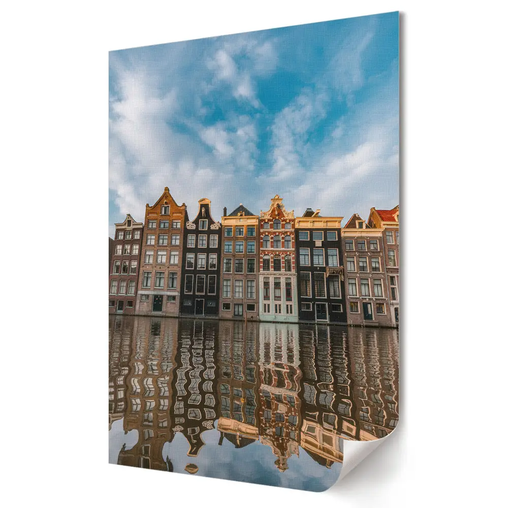 Poster de perete cu reflexiile caselor colorate din Amsterdam