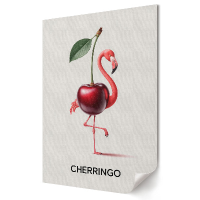 Poster de perete Flamingo cu o cireșă pe gât